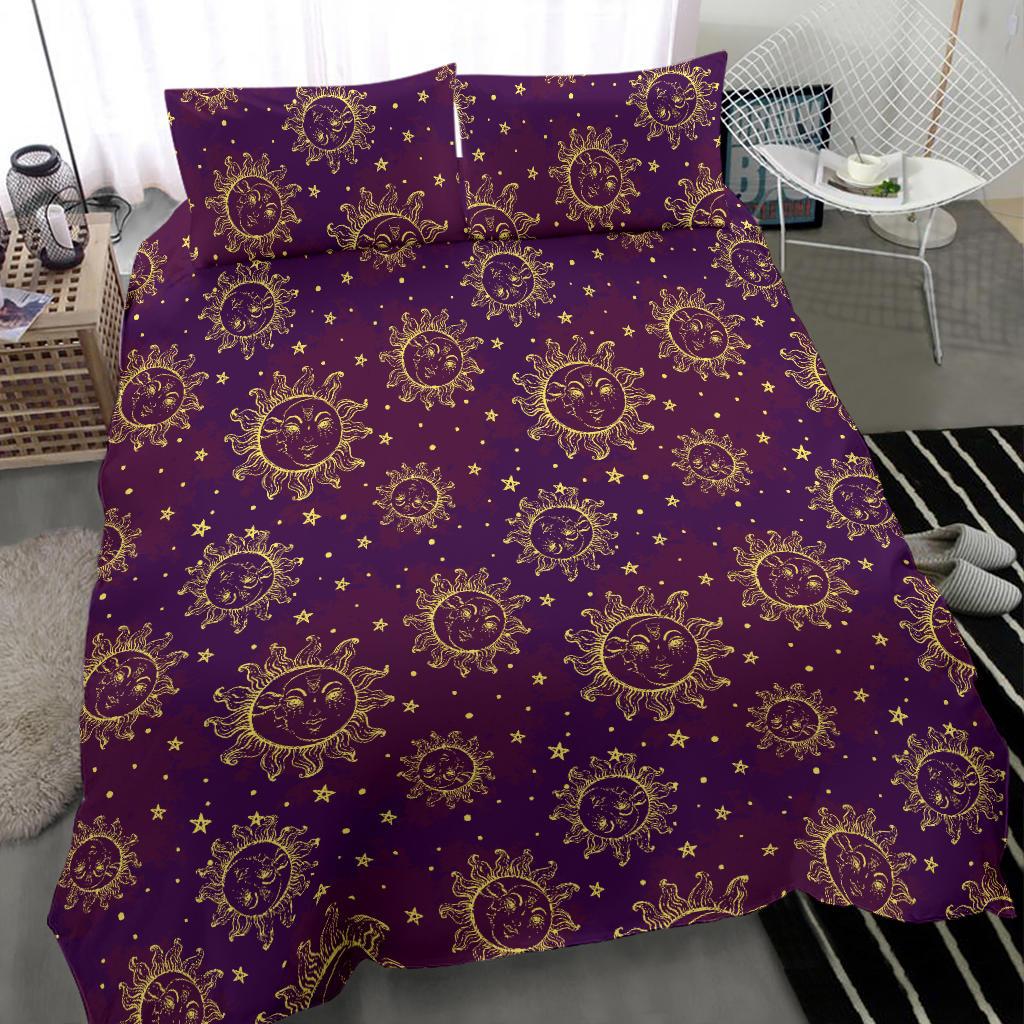 Sun Moon Star Design Themed Print Bedding Set