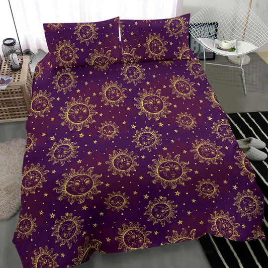 Sun Moon Star Design Themed Print Bedding Set