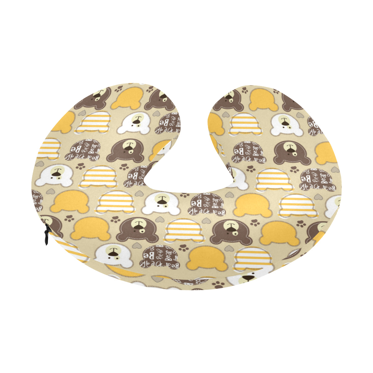Bear PatchworkPattern Print Design 01 U-Shaped Travel Neck Pillow