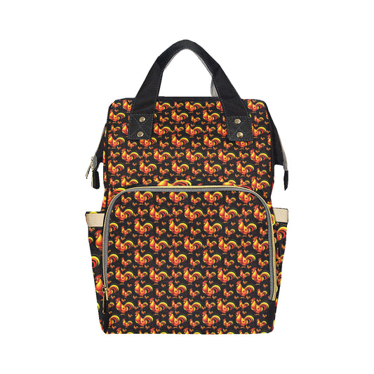 Rooster Print Themed Diaper Bag Backpack