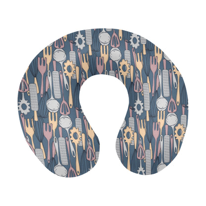 Cooking Kitchen Tools Pattern Print Design 05 U-Shaped Travel Neck Pillow