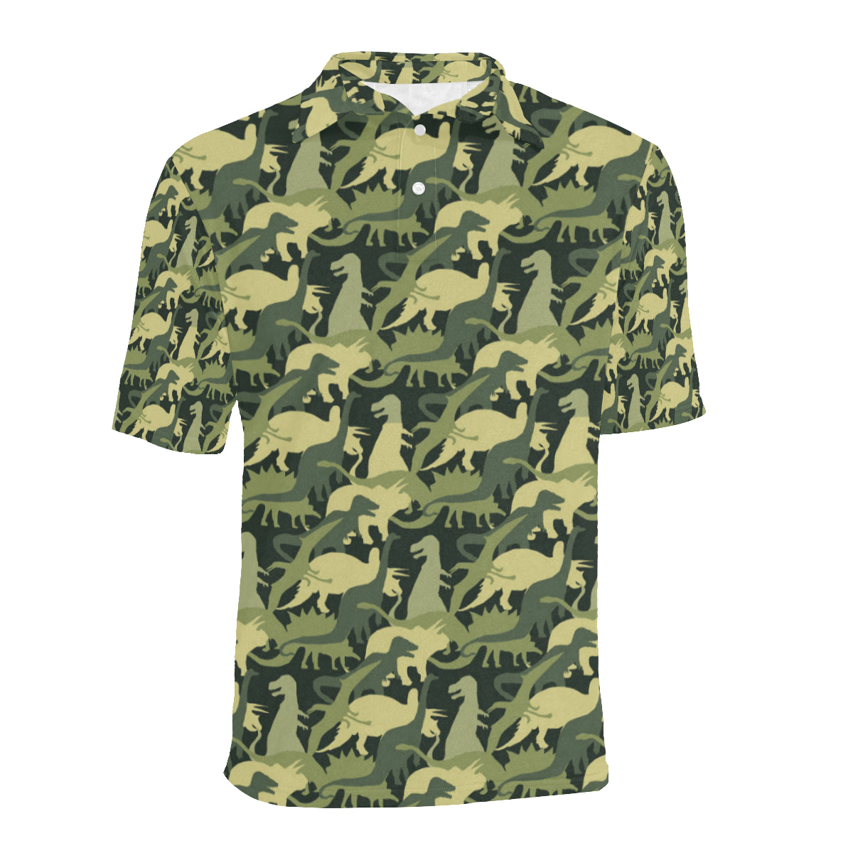 Camouflage Dinosaur Pattern Print Design 03 Men Polo Shirt