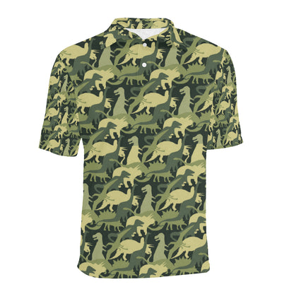Camouflage Dinosaur Pattern Print Design 03 Men Polo Shirt
