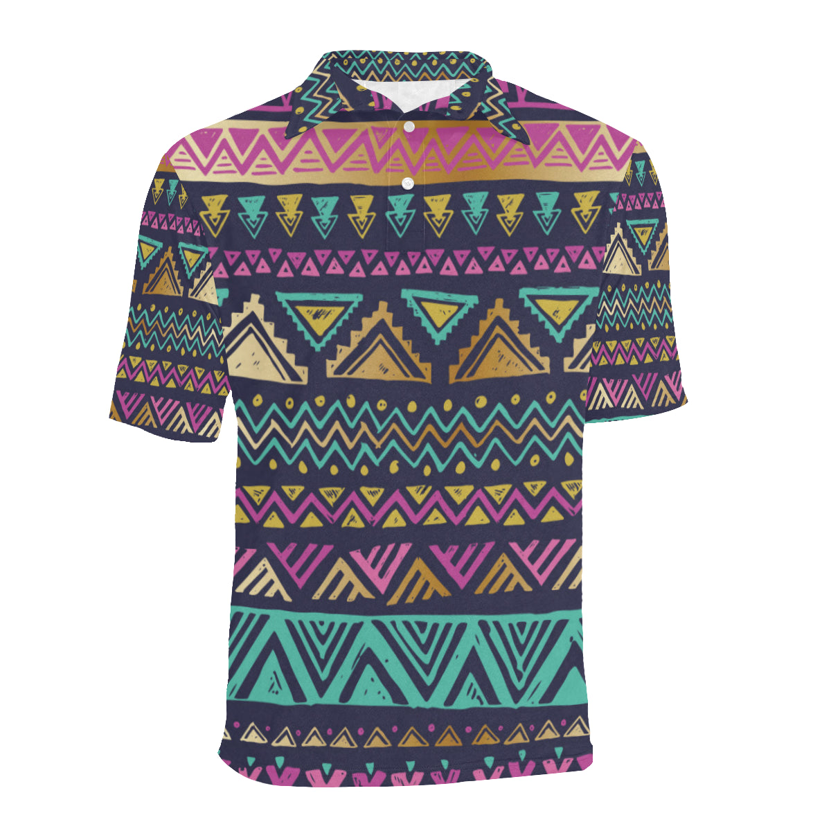 Multicolor Tribal aztec Men Polo Shirt