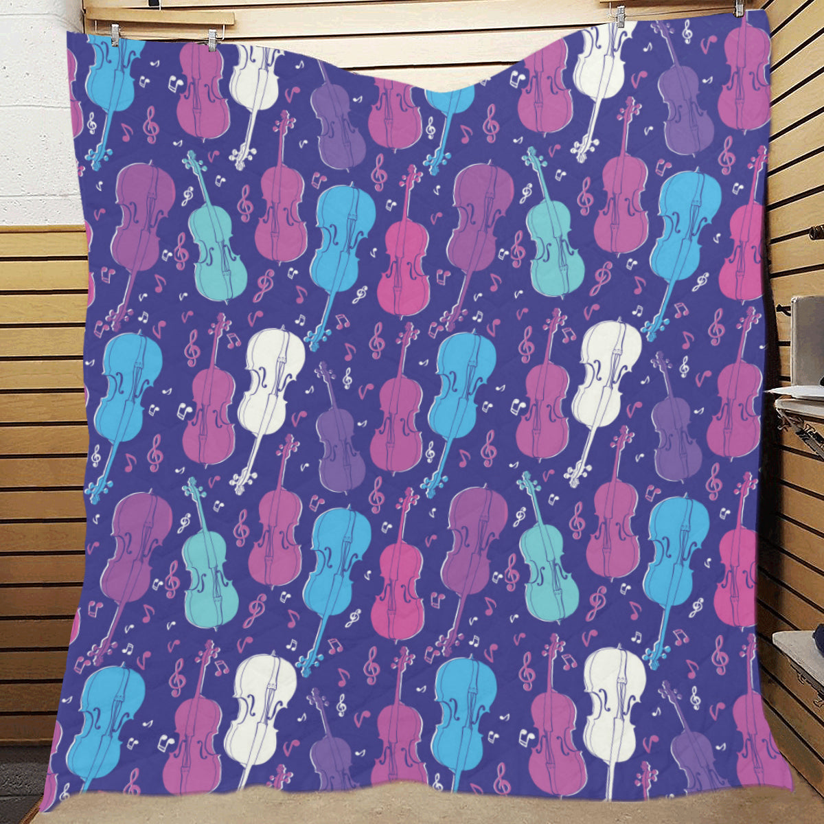 Cello Pattern Print Design 01 Premium Quilt