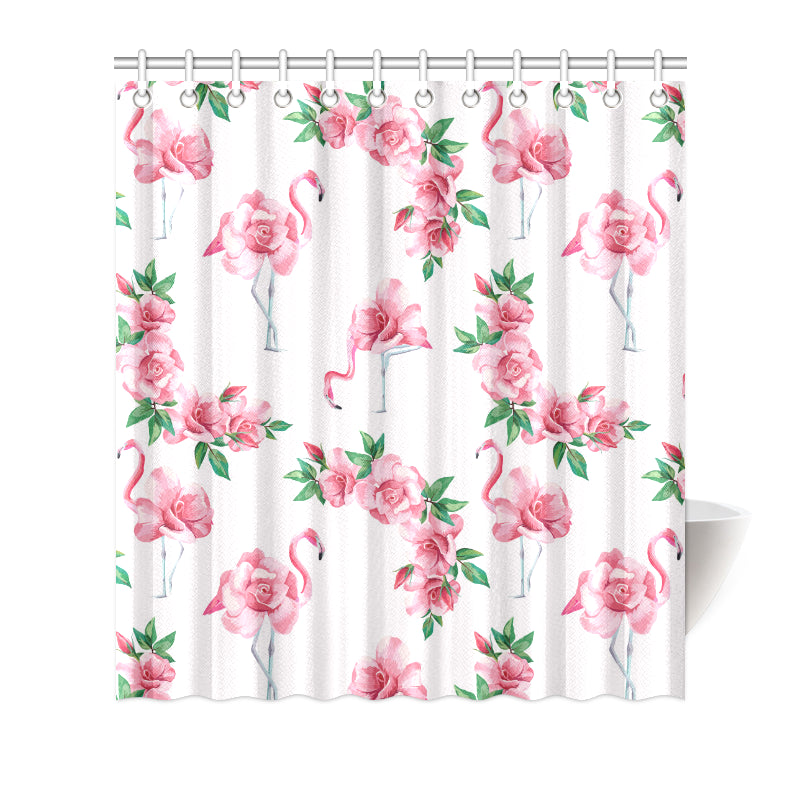 Flamingo Rose Pattern Shower Curtain