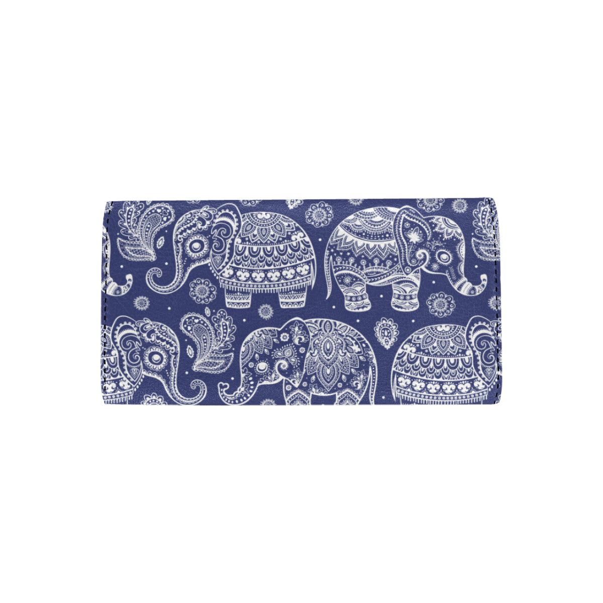 White Elephant Mandala Women's Trifold Wallet