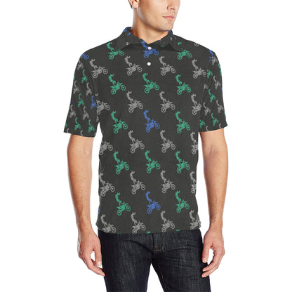 Motocross Pattern Print Design 02 Men Polo Shirt