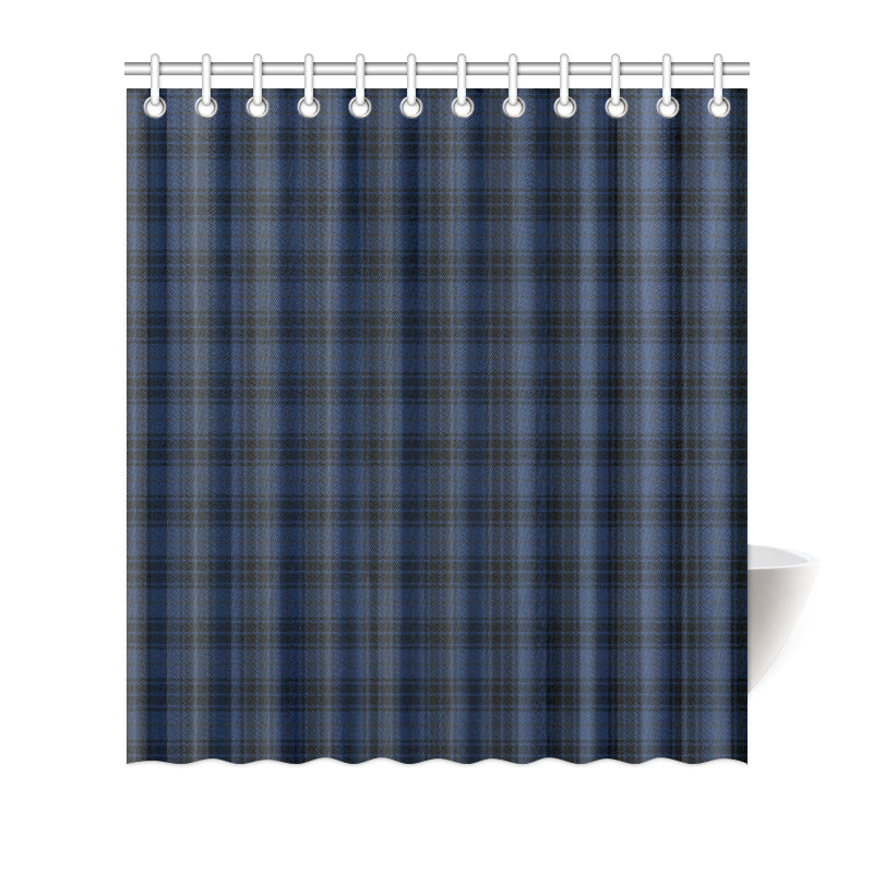 Navy Blue Tartan Plaid Pattern Shower Curtain
