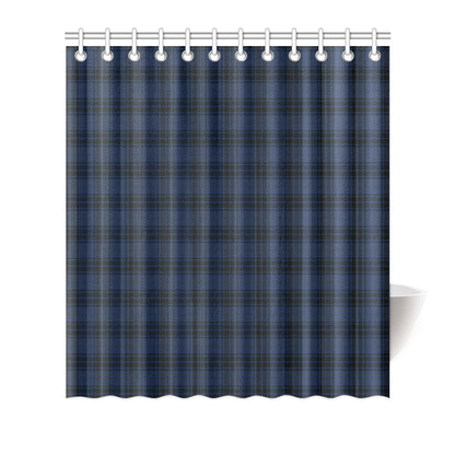 Navy Blue Tartan Plaid Pattern Shower Curtain