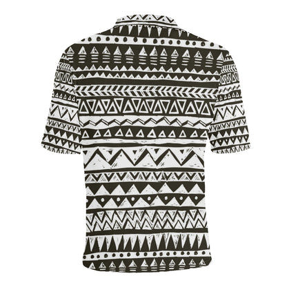 Hand draw Tribal Aztec Men Polo Shirt