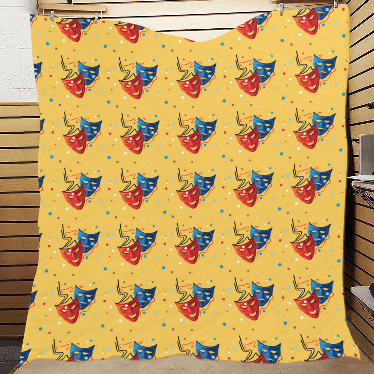 Acting Mask Pattern Print Design 02 Premium Quilt