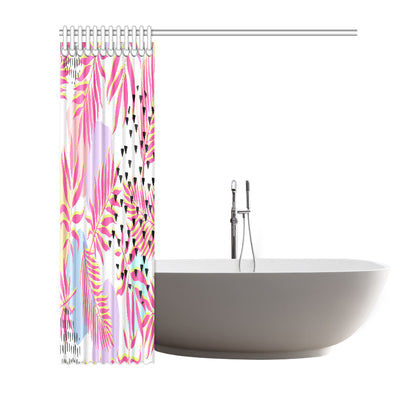 Pink Tropical Palm Leaves Shower Curtain