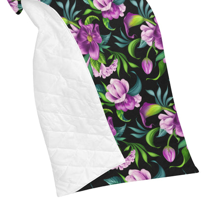 Bright Purple Floral Pattern Premium Quilt