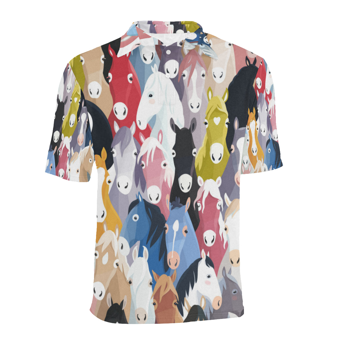 Colorful Horse Pattern Men Polo Shirt