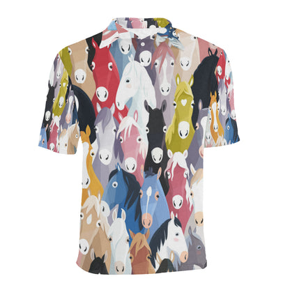 Colorful Horse Pattern Men Polo Shirt
