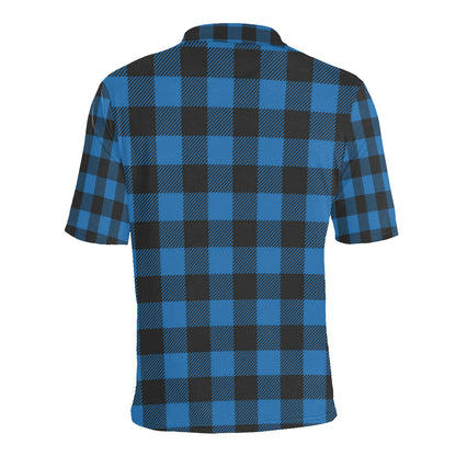 Buffalo check Blue Pattern Print Design 03 Men Polo Shirt