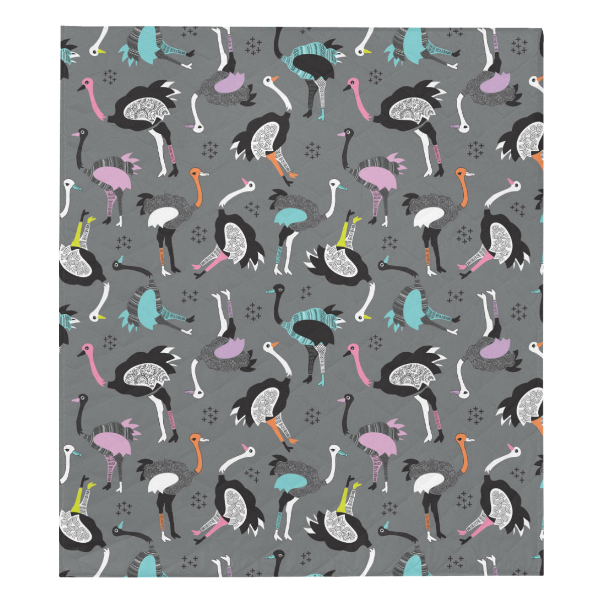 Ostrich Pattern Print Design 01 Premium Quilt