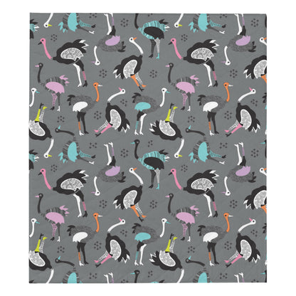 Ostrich Pattern Print Design 01 Premium Quilt