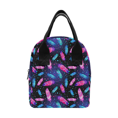 Feather Colorful Boho Design Print Insulated Lunch Bag
