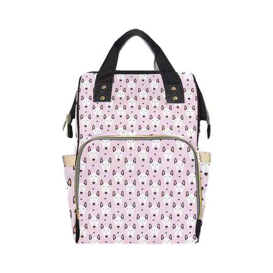 Bull Terrier Pink Print Pattern Diaper Bag Backpack