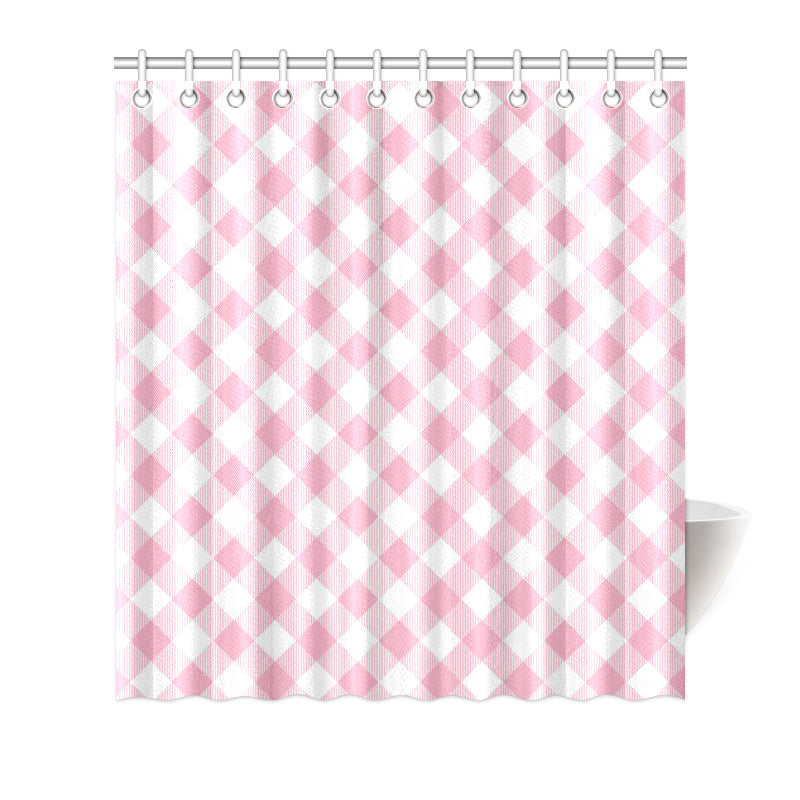 Gingham Pink Pattern Print Design 02 Shower Curtain