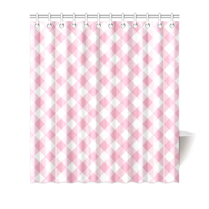 Gingham Pink Pattern Print Design 02 Shower Curtain