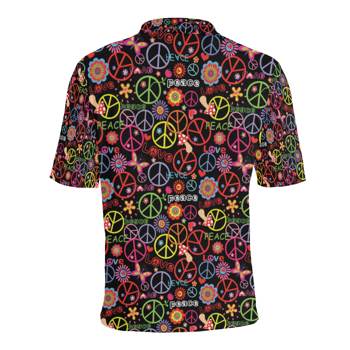 Peace Sign Colorful Design Print Men Polo Shirt