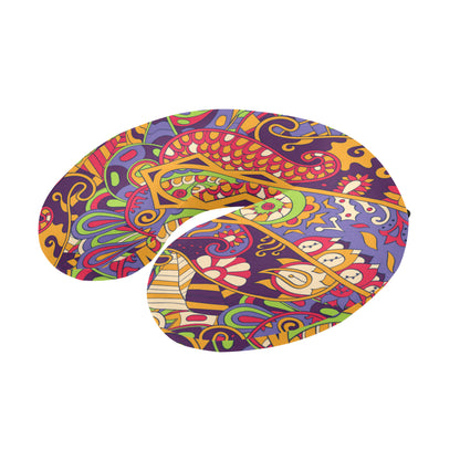 Funky Retro Pattern Print Design A04 U-Shaped Travel Neck Pillow
