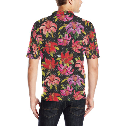 Lily Pattern Print Design LY012 Men Polo Shirt