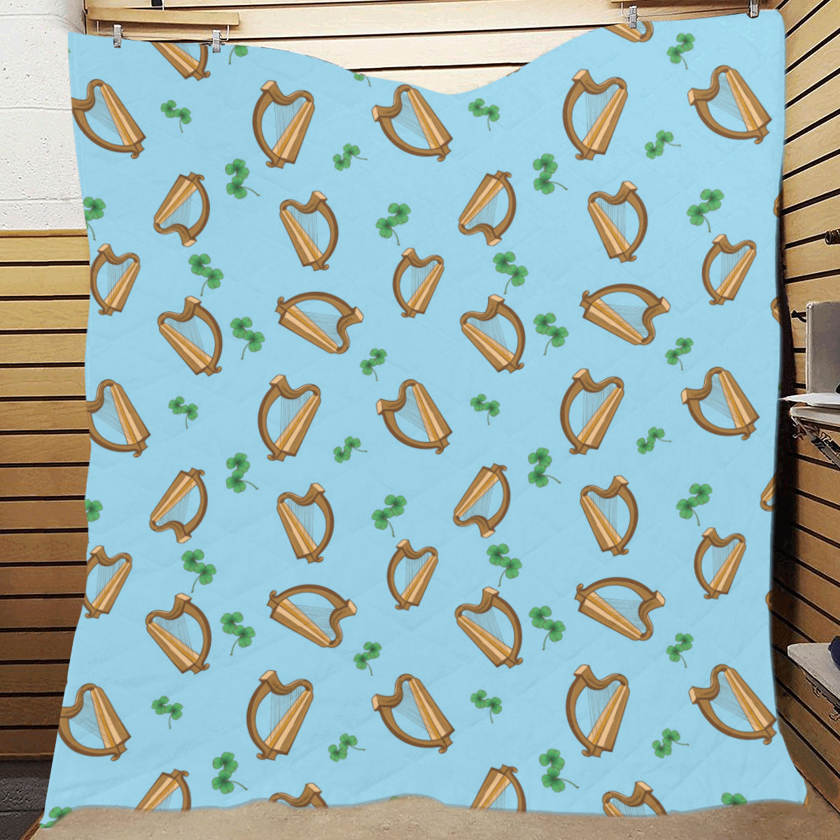Harp Pattern Print Design 01 Premium Quilt