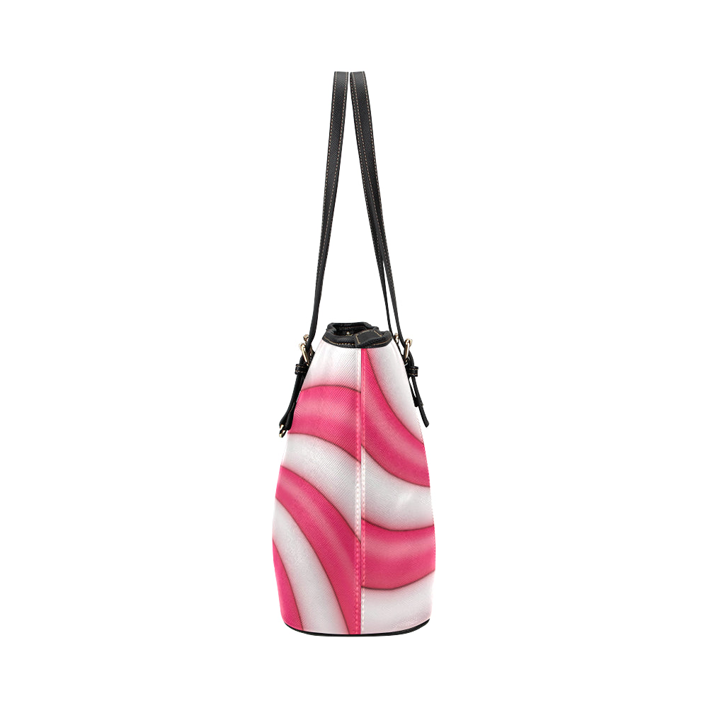 Vortex Twist Swirl Candy Print Leather Tote Bag