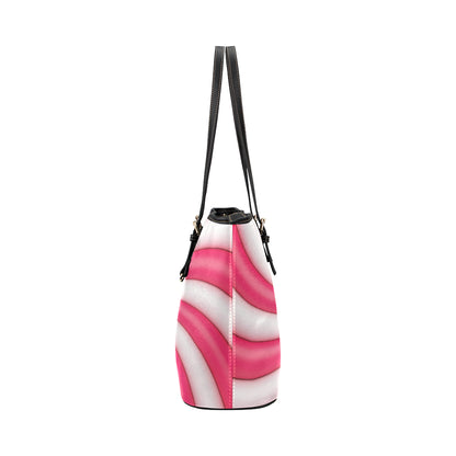 Vortex Twist Swirl Candy Print Leather Tote Bag