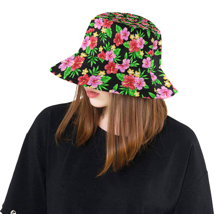 Pink Red Hibiscus Pattern Print Design HB023 Unisex Bucket Hat