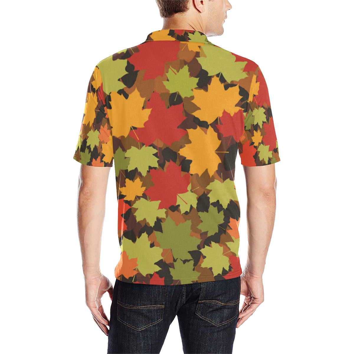 Maple Leaf Pattern Print Design 05 Men Polo Shirt