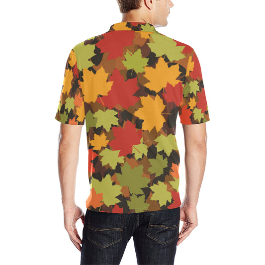 Maple Leaf Pattern Print Design 05 Men Polo Shirt