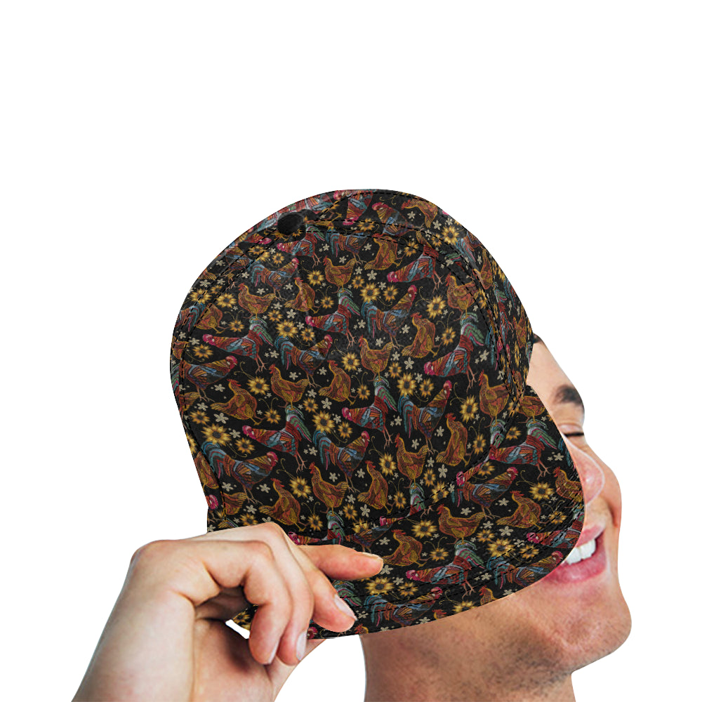 Chicken Embroidery Style Snapback Cap