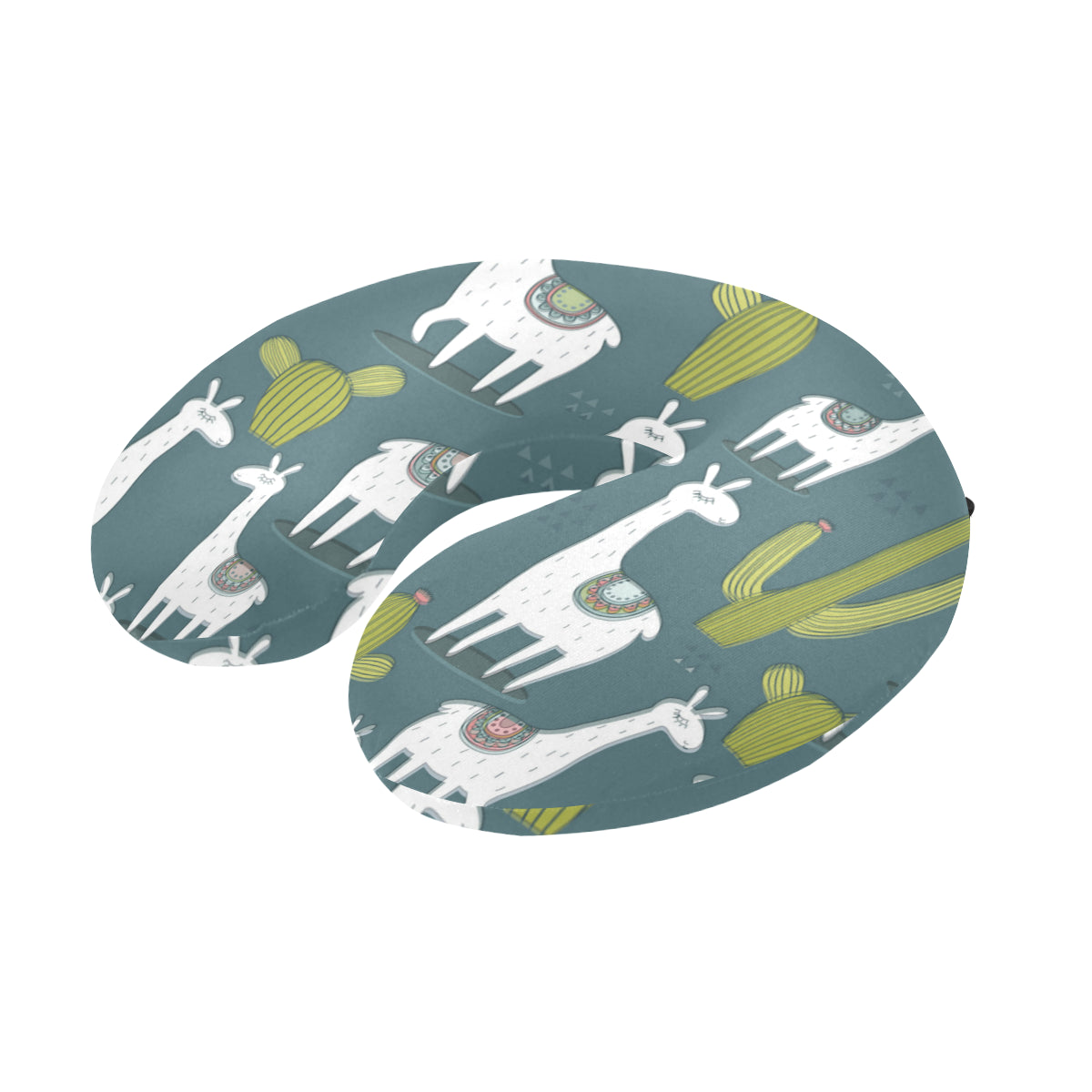 Llama Cactus Pattern Print Design 03 U-Shaped Travel Neck Pillow