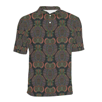 Owl Pattern Print Design A05 Men Polo Shirt