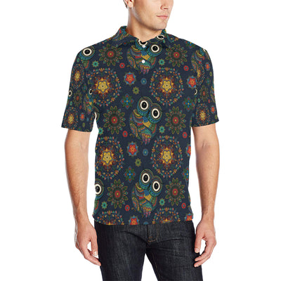 Owl Boho Style Pattern Print Design A04 Men Polo Shirt