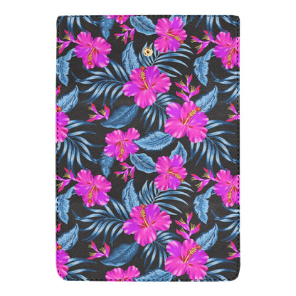 Neon Pink Hibiscus Pattern Print Design HB015 Women's Trifold Wallet