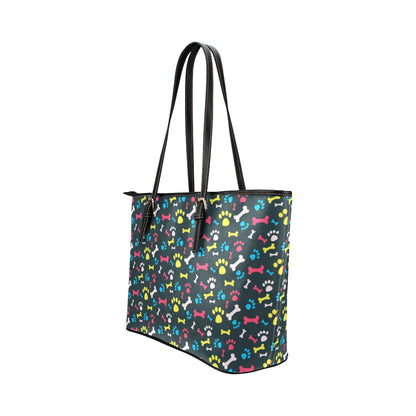Paw Design Print Leather Tote Bag