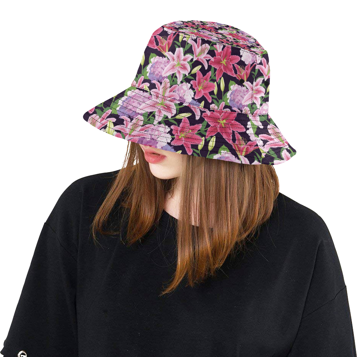 Lily Pattern Print Design LY017 Unisex Bucket Hat