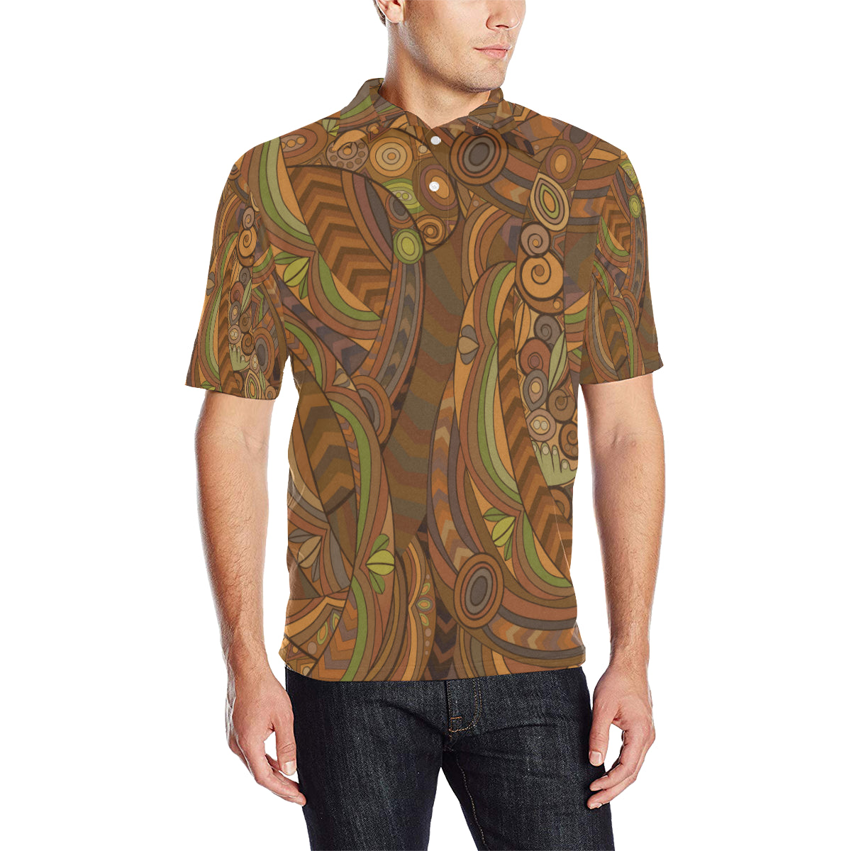 Maori Ornament Design Print Men Polo Shirt