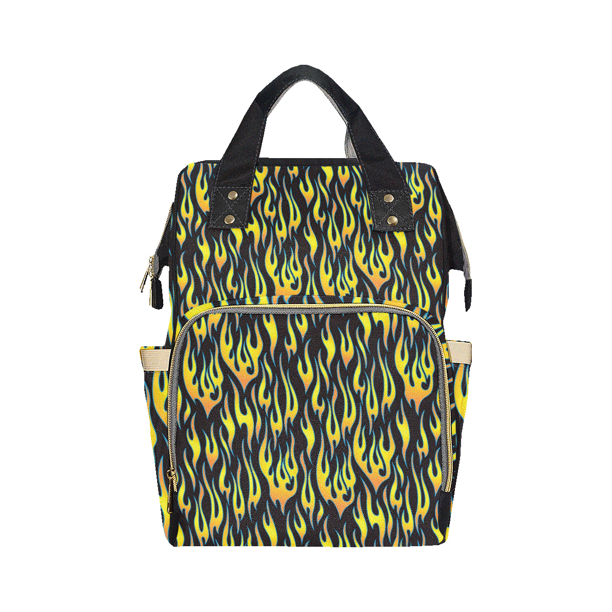 Flame Fire Yellow Pattern Diaper Bag Backpack