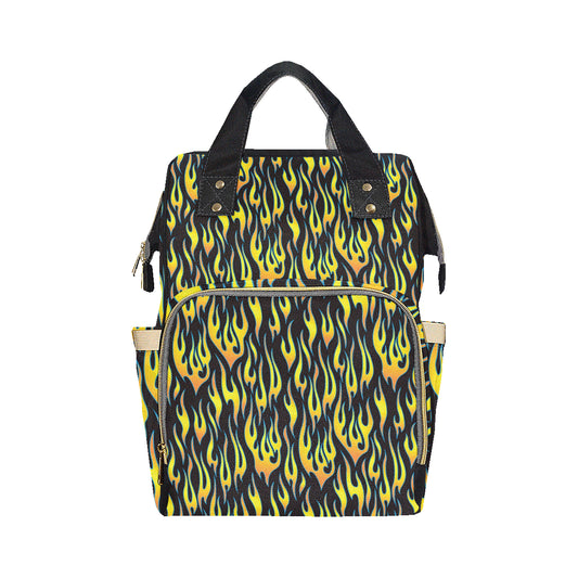 Flame Fire Yellow Pattern Diaper Bag Backpack