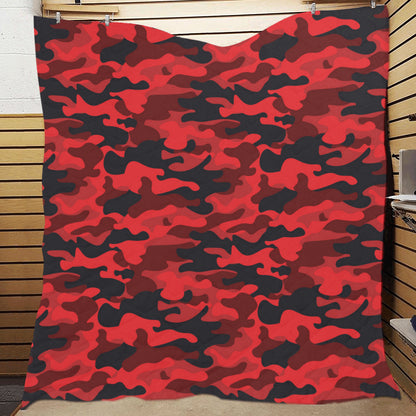 Camo Red Pattern Print Design 03 Premium Quilt