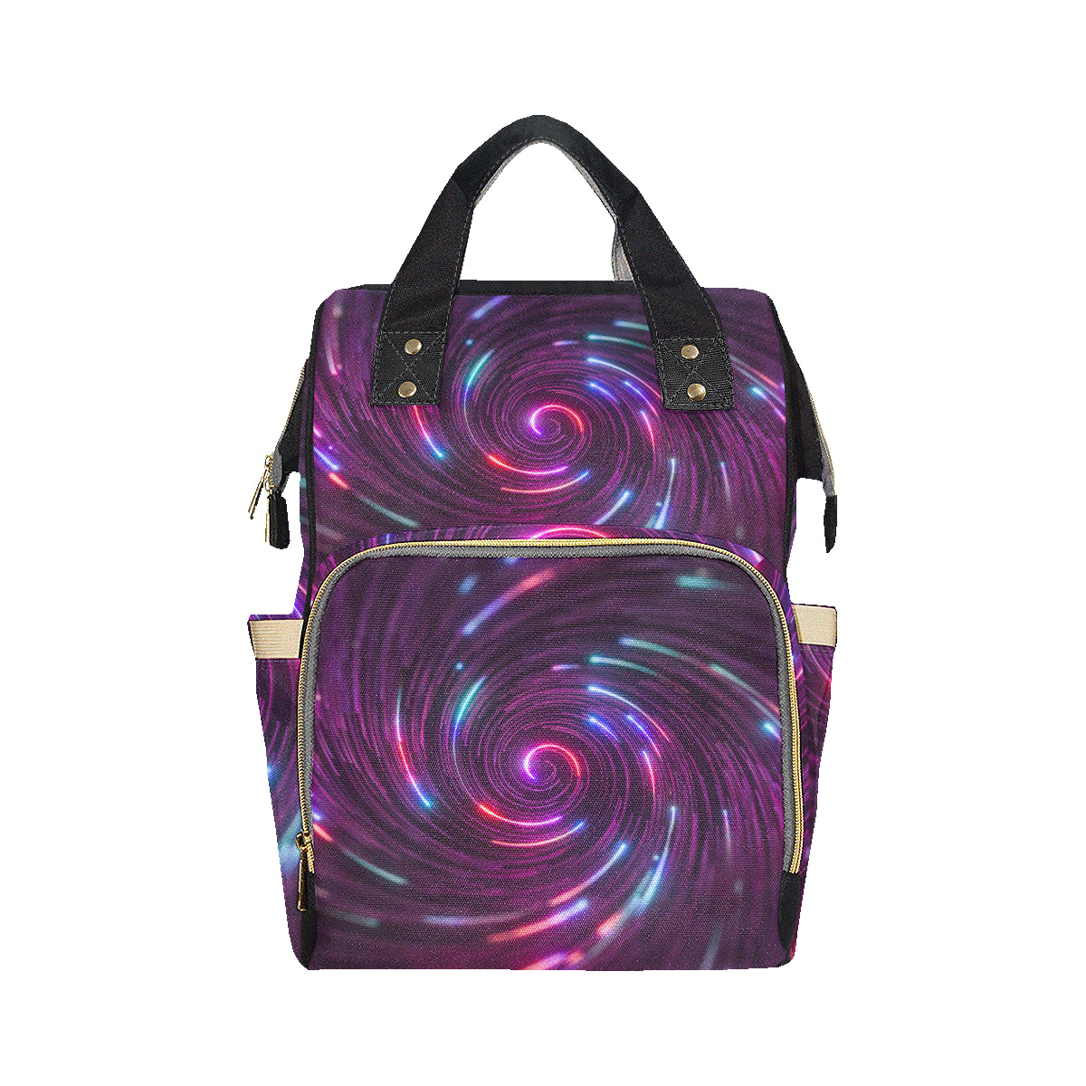 Vortex Twist Swirl Purple Neon Print Diaper Bag Backpack