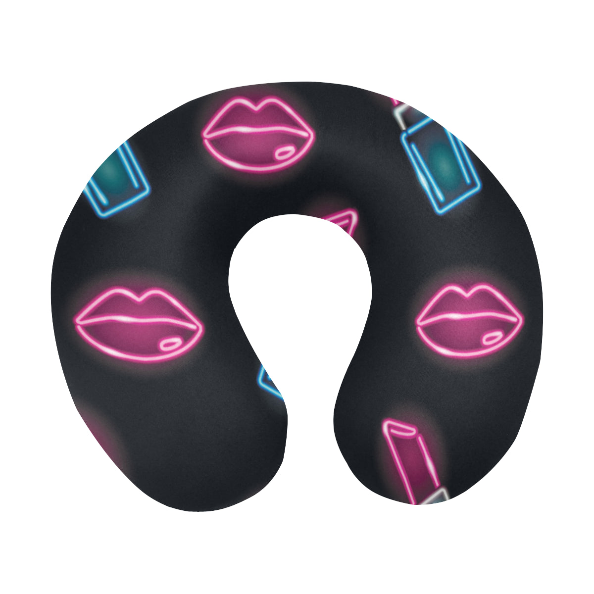 Lipstick Color Neon Pattern Print Design 03 U-Shaped Travel Neck Pillow