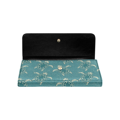 Sea Turtle Pattern Print Design T02 Women's Trifold Wallet